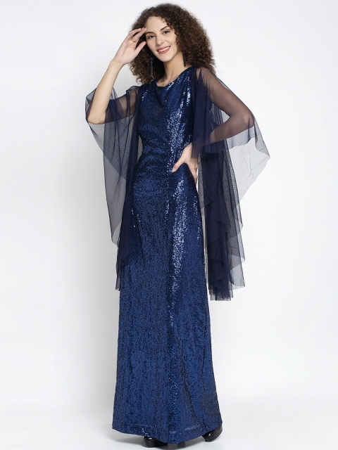 

Just Wow Women Navy Blue Embellished Maxi Dress
