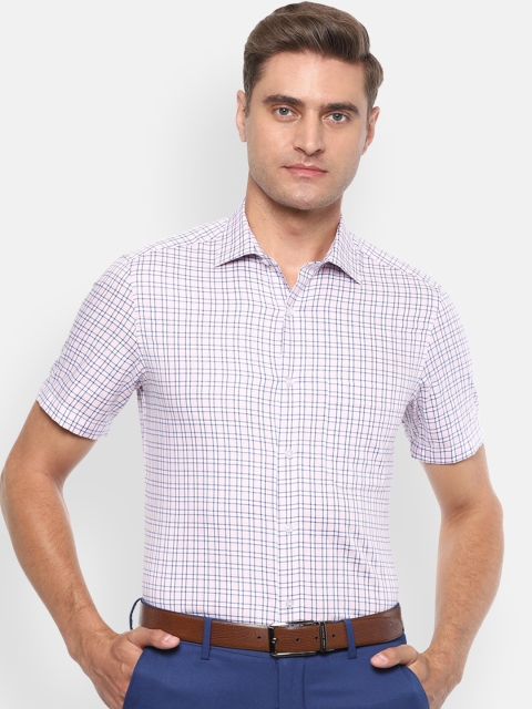 

Louis Philippe Men Pink & Blue Regular Fit Checked Formal Shirt