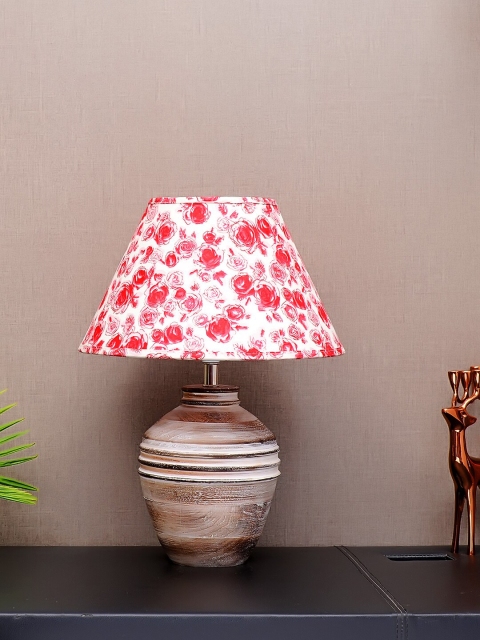 THE LIGHT STORE White Floral Printed Frustum Table Lamp