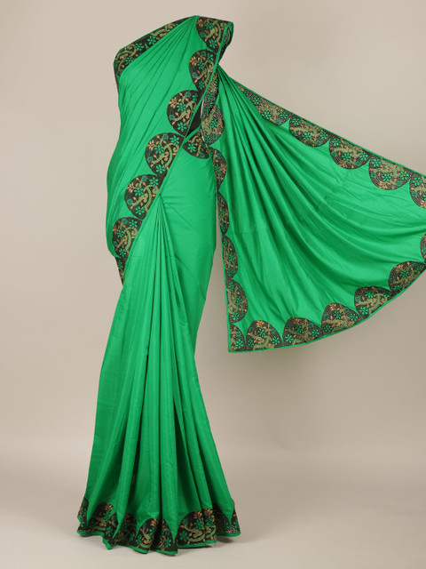 

Pothys Green Solid Art Silk Saree