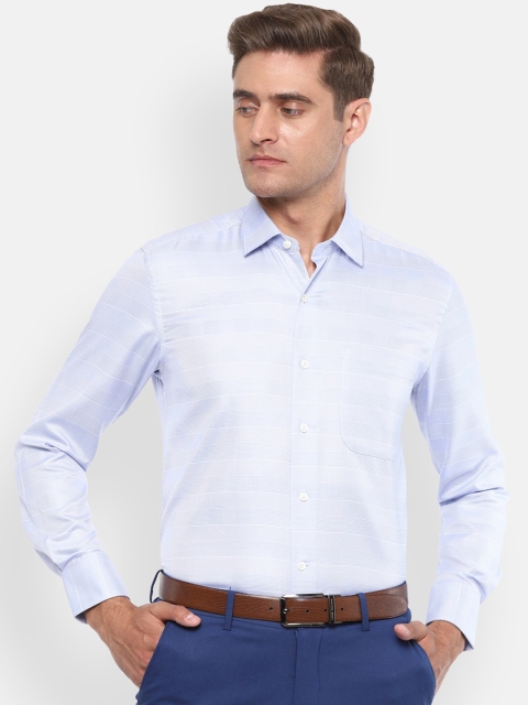 

Luxure by Louis Philippe Men Blue Regular Fit Striped Formal Shirt