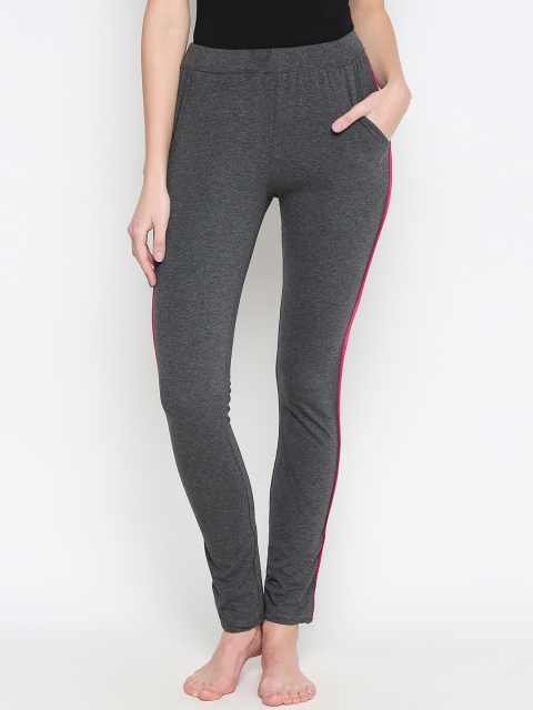 XIN Women Charcoal Grey Solid Lounge Pants
