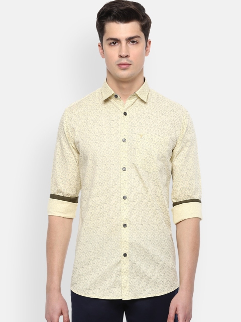 

Van Heusen Sport Men Yellow & Navy Blue Slim Fit Printed Casual Shirt