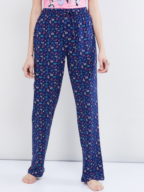 

MAX Women Blue Printed Full Length Lounge Pants