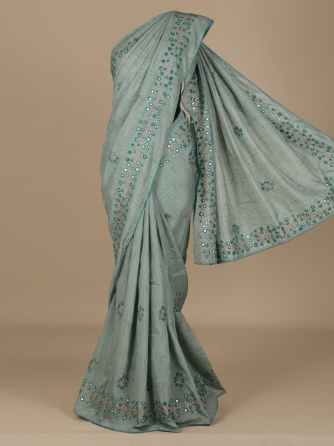 

Pothys Blue & Grey Jute Silk Embroidered Saree