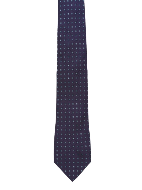 

Peter England Navy Blue Woven Design Broad Tie with Pocket Square