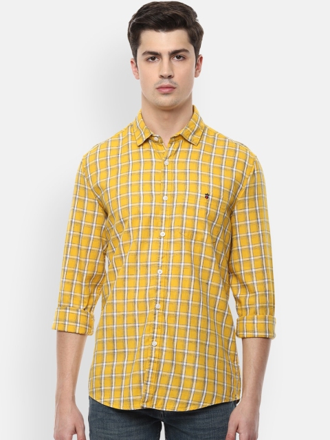 

Louis Philippe Jeans Men Yellow Slim Fit Checked Casual Shirt