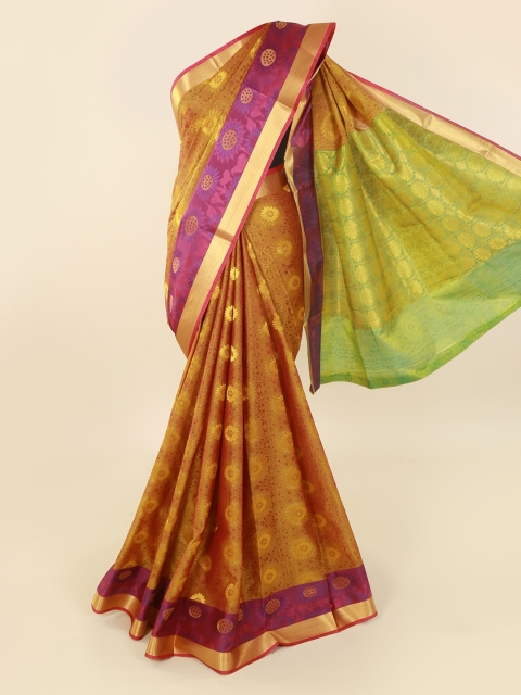 

Pothys Mustard Woven Design Saree with Zari Border