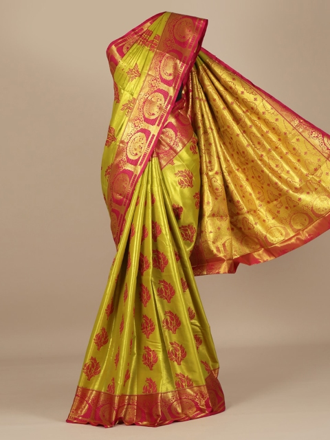 

Pothys Olive Green Printed Art Silk Saree