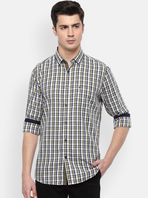 

Van Heusen Sport Men White & Green Slim Fit Checked Casual Shirt