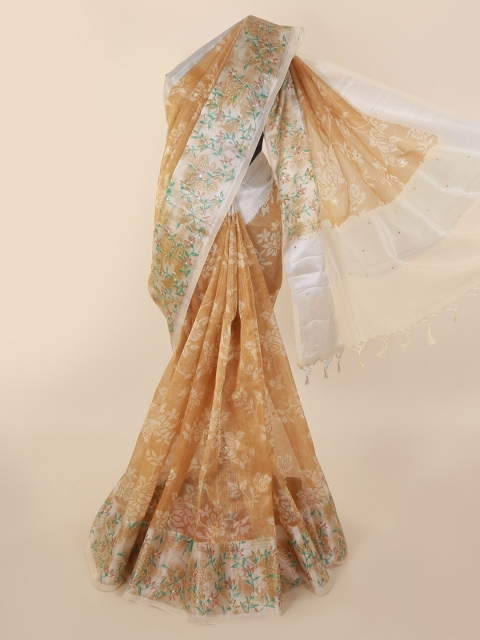 

Pothys Gold-Toned Printed Tissue Saree