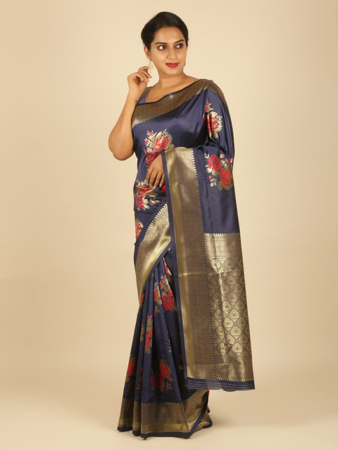 

Pothys Navy Blue Woven Design Jute Silk Saree