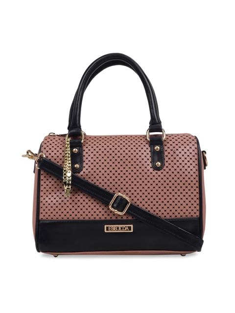 

ESBEDA Peach-Coloured & Black Colourblocked Satchel