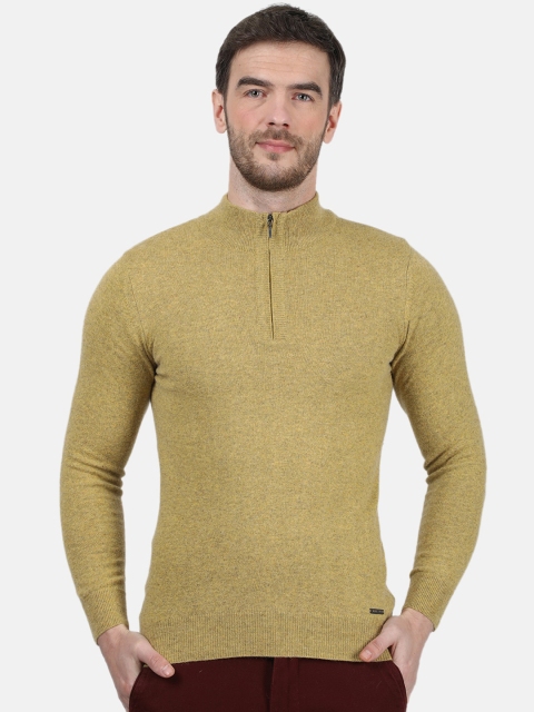 

Monte Carlo Men Gold-Coloured Solid Pullover Sweater