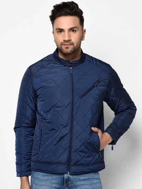 

METTLE Men Blue Solid Quilted Jacket