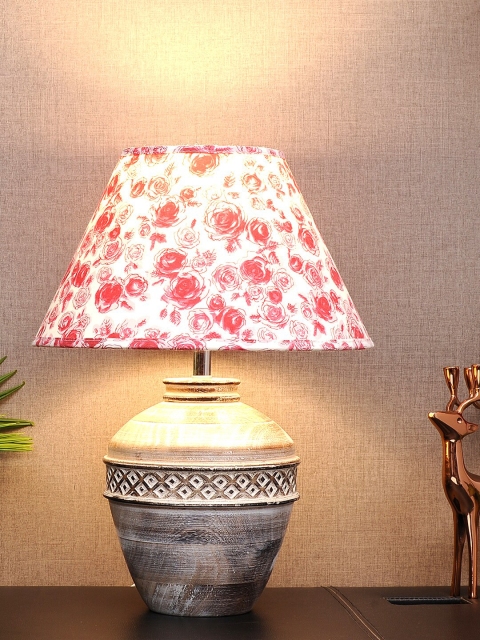 

THE LIGHT STORE Unisex White Self Design Bedside Standard Lamp With Shade
