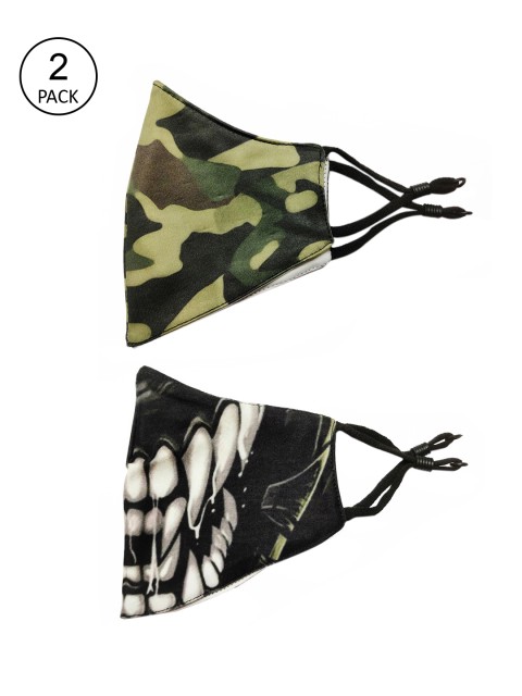 

TREEMODA Men Pack of 2 Printed 3-Ply Anti-Pollution Reusable Cloth Masks, Green