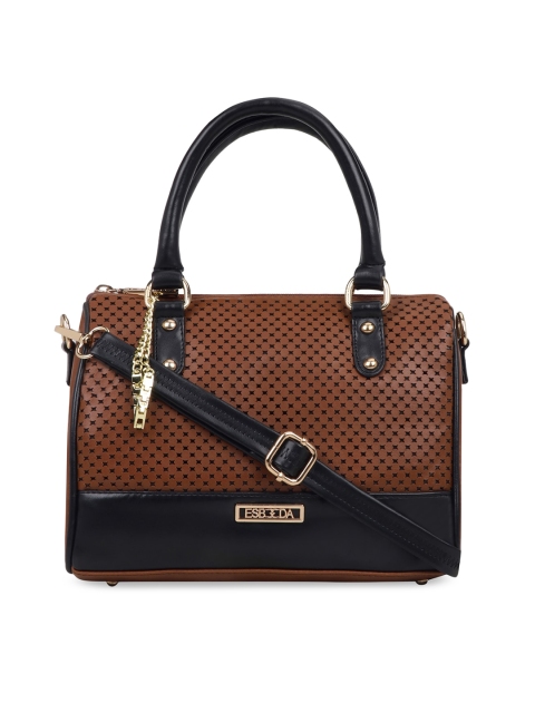 

ESBEDA Tan Brown & Black Textured Handheld Bag