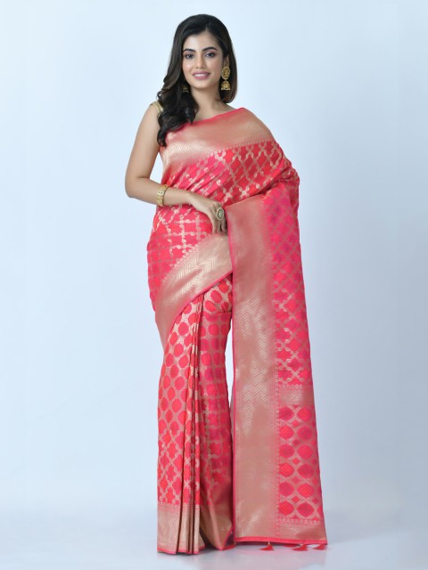 

RANGOLI Fuchsia & Gold-Toned Art Silk Woven Design Saree