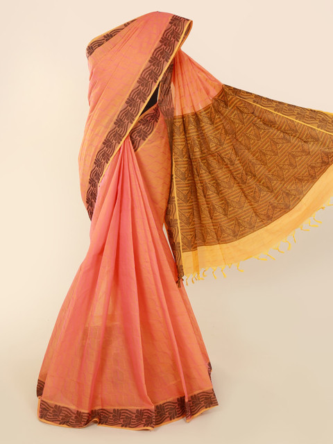 

Pothys Orange Woven Design Pure Cotton Saree