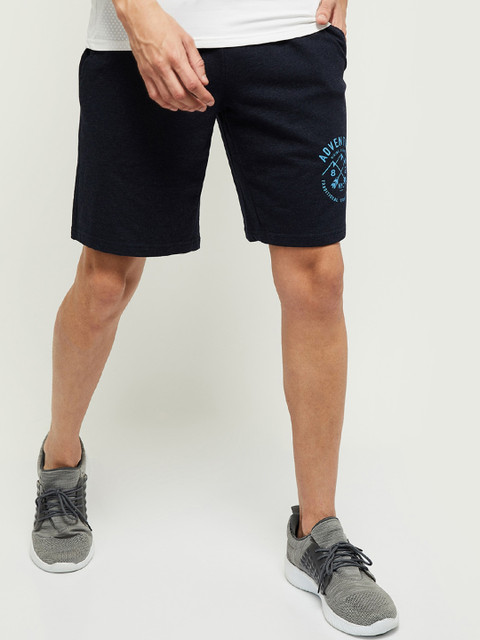 

max Men Navy Blue Solid Regular Fit Regular Shorts