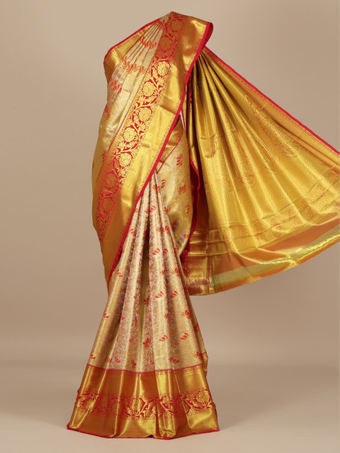 

Pothys Gold-Toned Woven Design Art Silk Saree with Zari Border