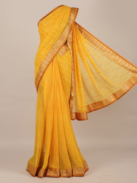 

Pothys Yellow Printed Poly Chiffon Saree