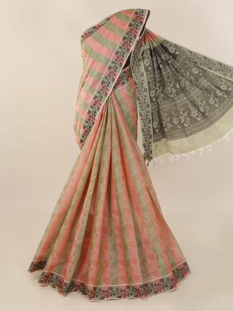 

Pothys Pink & Black Pure Cotton Printed Saree
