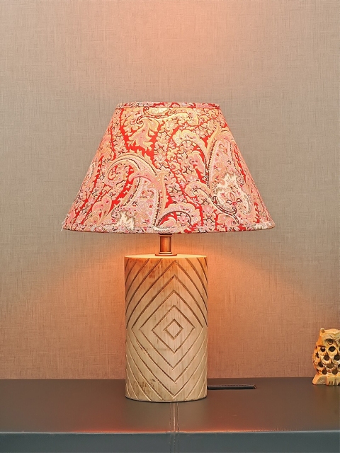 

THE LIGHT STORE Brown Self-Design Table Lamp With Multicoloured Shade