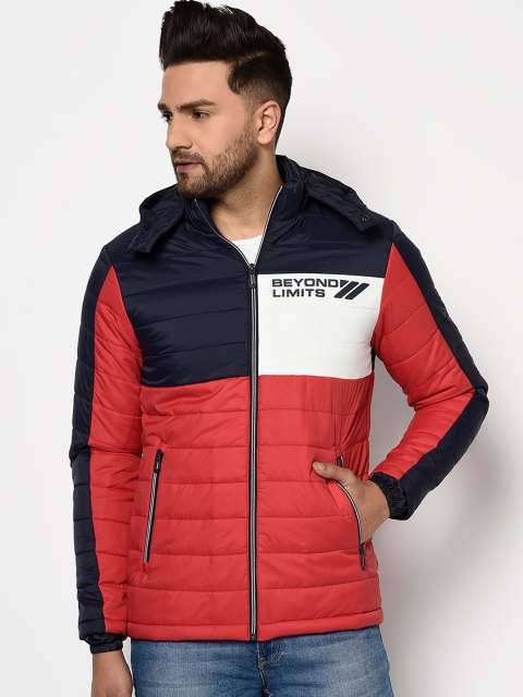 

METTLE Men Red Colourblocked Padded Jacket