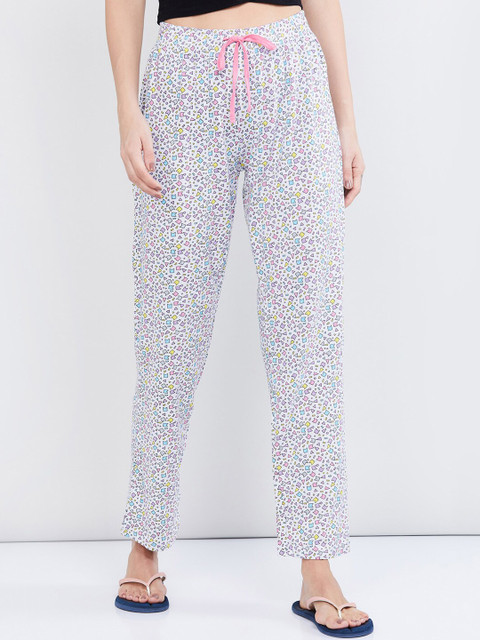 

max Women Grey & Purple Printed Lounge Pants