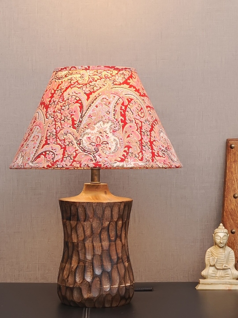 

THE LIGHT STORE Brown Self-Design Table Lamp With Multicolooured Shade