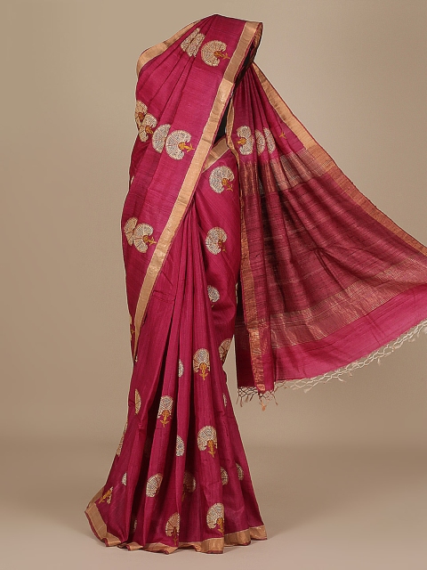 

Pothys Pink Woven Design Jute Silk Saree