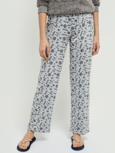 

max Women Grey & Black Printed Lounge Pants