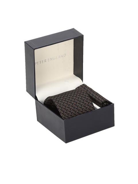 

Peter England Men Black Woven Design Broad Tie