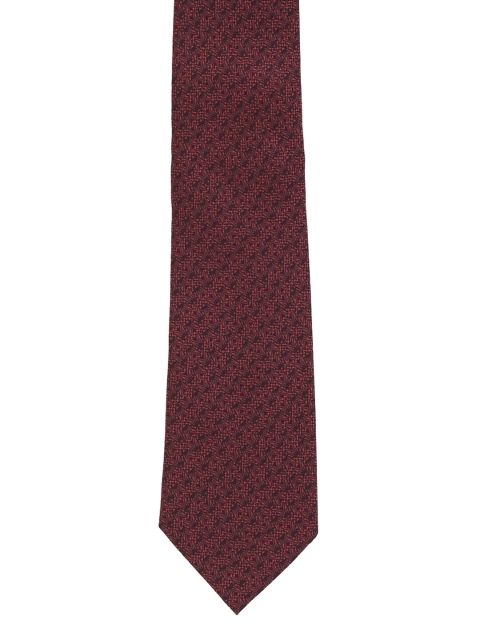 

Louis Philippe Men Maroon & Black Woven Design Silk Broad Neck Tie