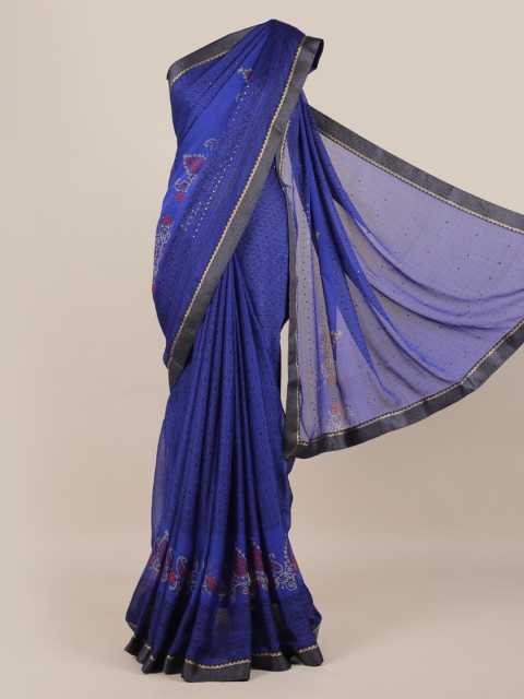 

Pothys Blue Printed Poly Chiffon Saree