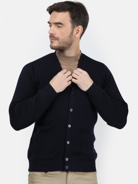 

Monte Carlo Men Navy Blue Solid Woolen Cardigan