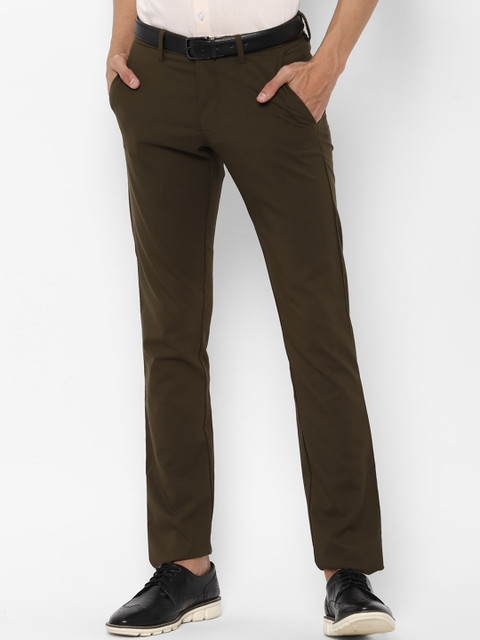 

Allen Solly Men Olive Green Slim Fit Solid Regular Trousers