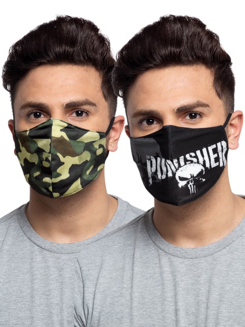 

TREEMODA Men Pack Of 2 Printed 3-Ply Reusable Cloth Mask, Green