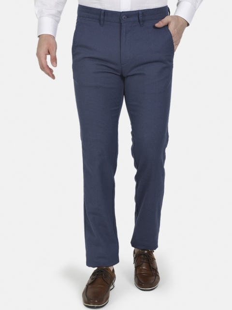 

Monte Carlo Men Blue Slim Fit Solid Formal Trousers