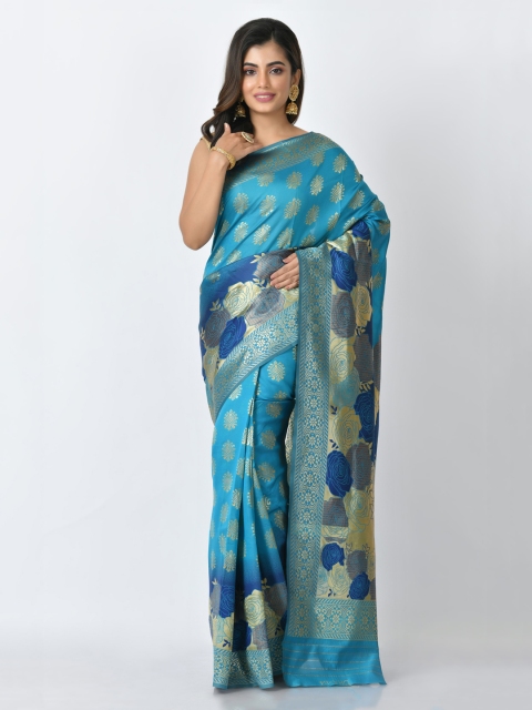 

RANGOLI Blue Woven Design Art Silk Saree