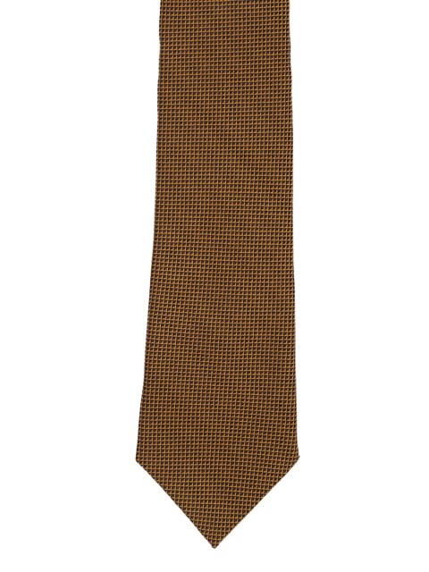 

Louis Philippe Men Brown & Black Woven-Design Silk Broad Tie