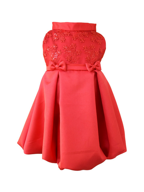 

Faye Girls Red Embroidered Balloon Dress