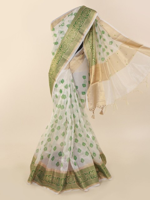 

Pothys Cream-Coloured Woven Design Tissue Saree