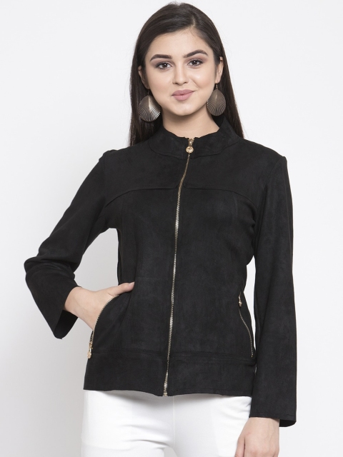 

Purple Feather Women Black Solid Tailored Jacket