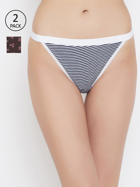 

Clovia Women Pack Of 2 Printed Bikini Briefs COMPNC942, Burgundy