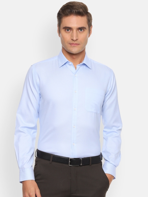 

Van Heusen Men Blue Regular Fit Self Design Cotton Formal Shirt
