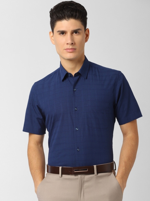 

Peter England Men Navy Blue Regular Fit Checked Casual Shirt