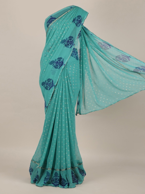 

Pothys Green Printed Poly Chiffon Saree